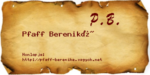 Pfaff Bereniké névjegykártya